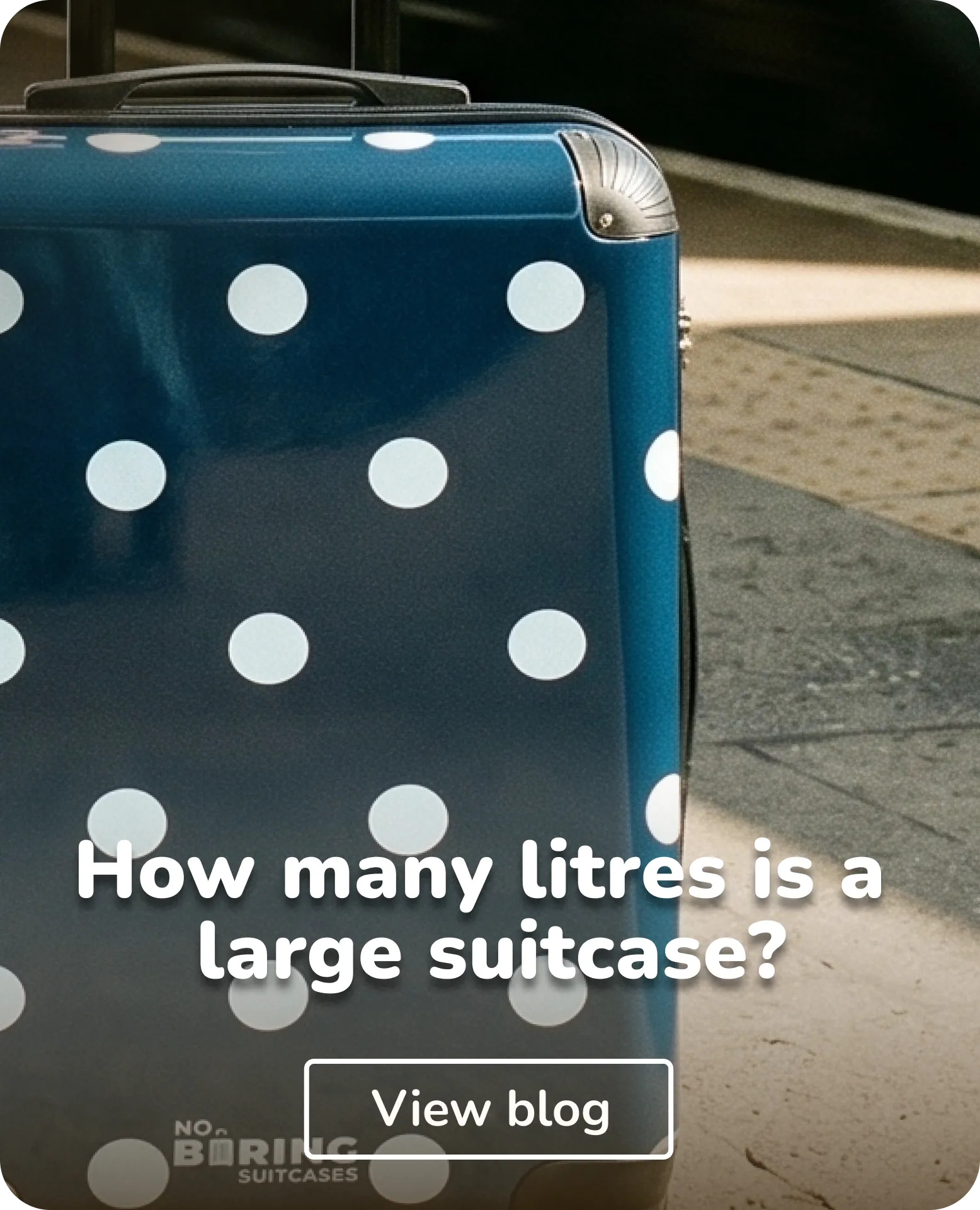 large suitcase with blue dots