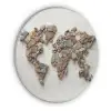 Wereldkaart - Stenen - Wit Akoestische PET Vilt - Rond klein -3d