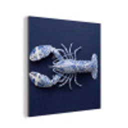Kreeft - Porselein - Delfts - Blauw aluminium wit klein -3d