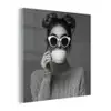 Vrouw - Koffie - Zwart - Wit plexiglas 5mm klein -z3d