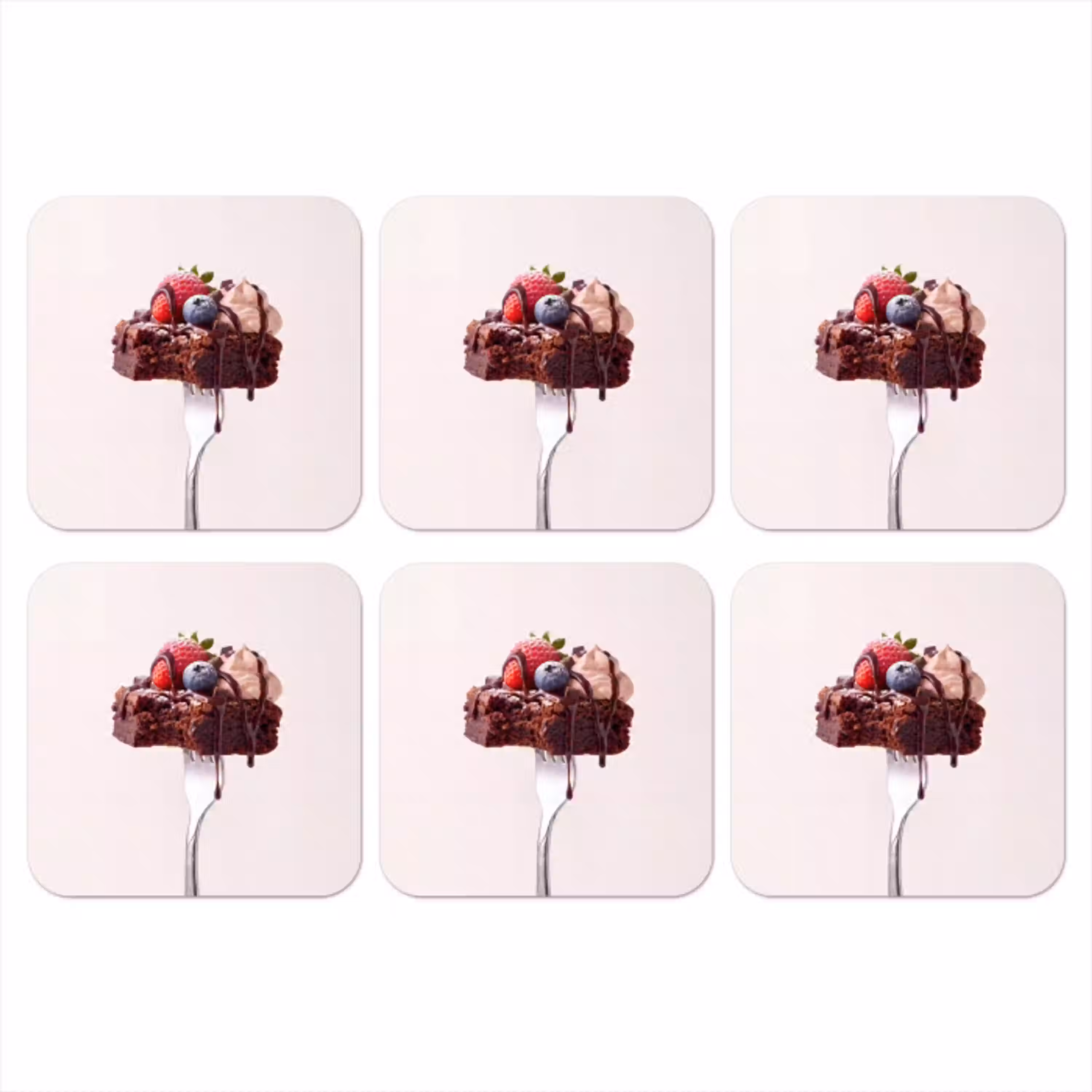 Vork - brownie - aardbei onderzetter kurk middel -3d