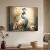 Pauw - Pauwenveren - Bloemen - Vogels - Botanisch Textielframe zwart klein -sfeer3