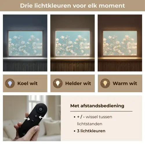 Stengels - Bloemen - Lucht - Wit Light Box met batterij (Wandlamp) middel -USP_lichtkleurNL