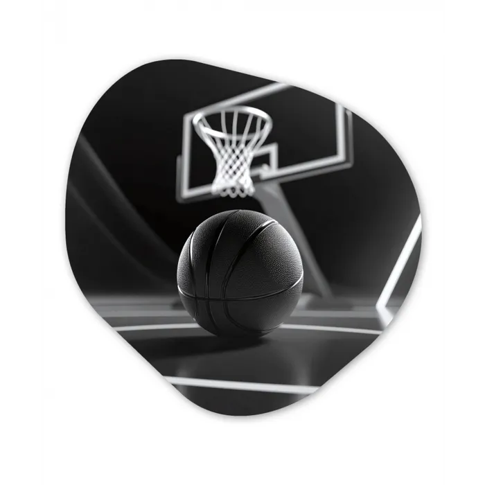 Basketbal - Basketbalveld - Lichtlijnen Wandcirkel Organisch Plexiglas middel -3d