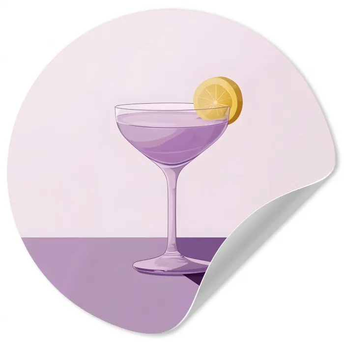 Cocktail - Paars - Minimalistisch - Citroen Wandcirkel behangsticker klein -3d