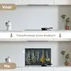 Kruidenkwartet aan een Donkere Wand keuken achterwand spatscherm klein -voor_na_NL