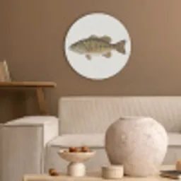 Vissen - Natuur - Vintage Akoestische PET Vilt - Rond klein -sfeer1