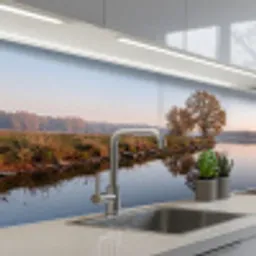 Bomen - Reflectie - Water - Zonsopgang - Serene keuken achterwand 2 middel -3d_schuin