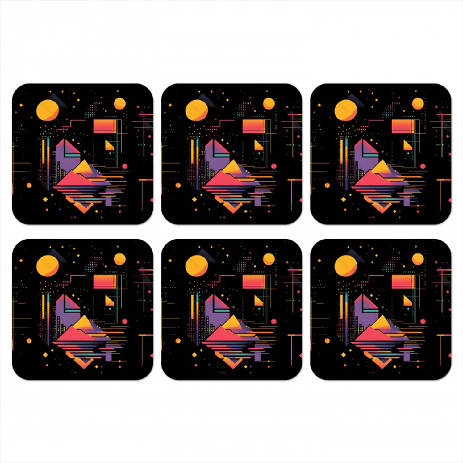 Abstract - Vormen - Lijnen - Kleurrijk onderzetter kurk middel -3d