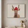 Hert - Kerst - Muts - Dieren - Winter - Grappig Textielframe zwart klein -sfeer2