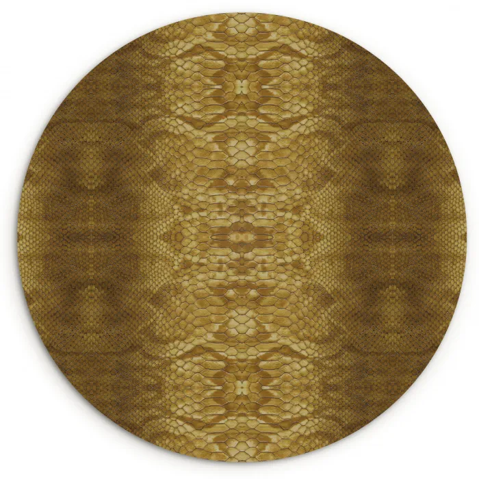 Slang - Boa - Goud - Bruin Wandcirkel plexiglas klein 852 -3d