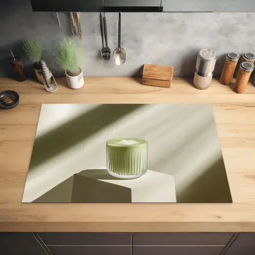 Matcha - Glas - Groen - Minimalistisch Inductie beschermer vinyl 3mm klein -sfeer5