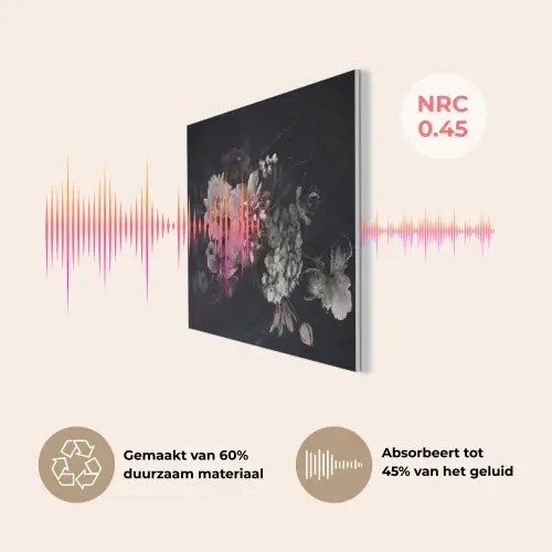 Bloemen - Vintage - Pastel - Zwart - Boeket PET vilt klein -USP_NL