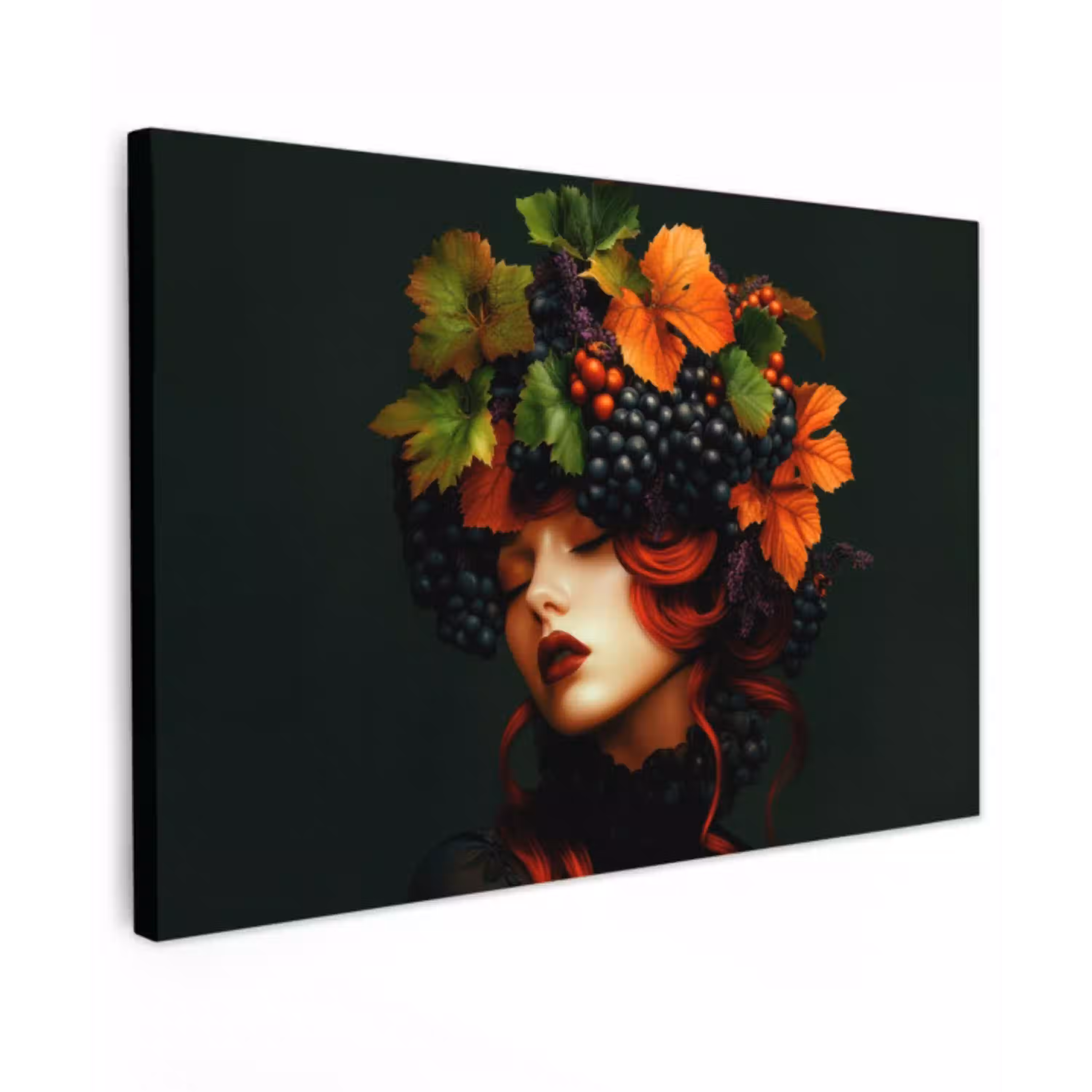 Vrouw - Rood - Groen - Druiven canvas 2cm klein -z3d