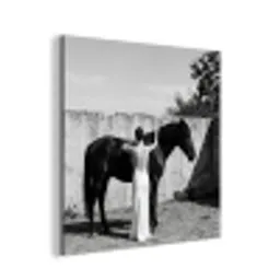 Vrouw - Paard - Artistiek aluminium wit klein -3d