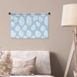 Palmbladeren - Naadloos - Patroon - Pastelblauw Wandkleed katoen klein 269 -sfeer4
