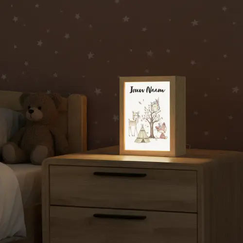 Wilde dieren - Bos - Illustratie Light Box met kabel (Kinderlampje) klein -sfeer1_kind