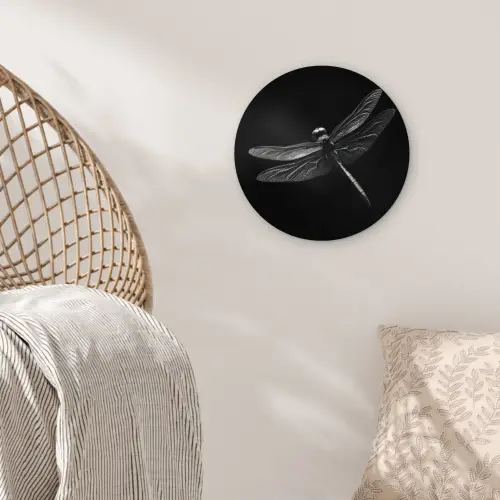 Libelle - Dieren - Zwart - Insect Wandcirkel plexiglas klein -sfeer5