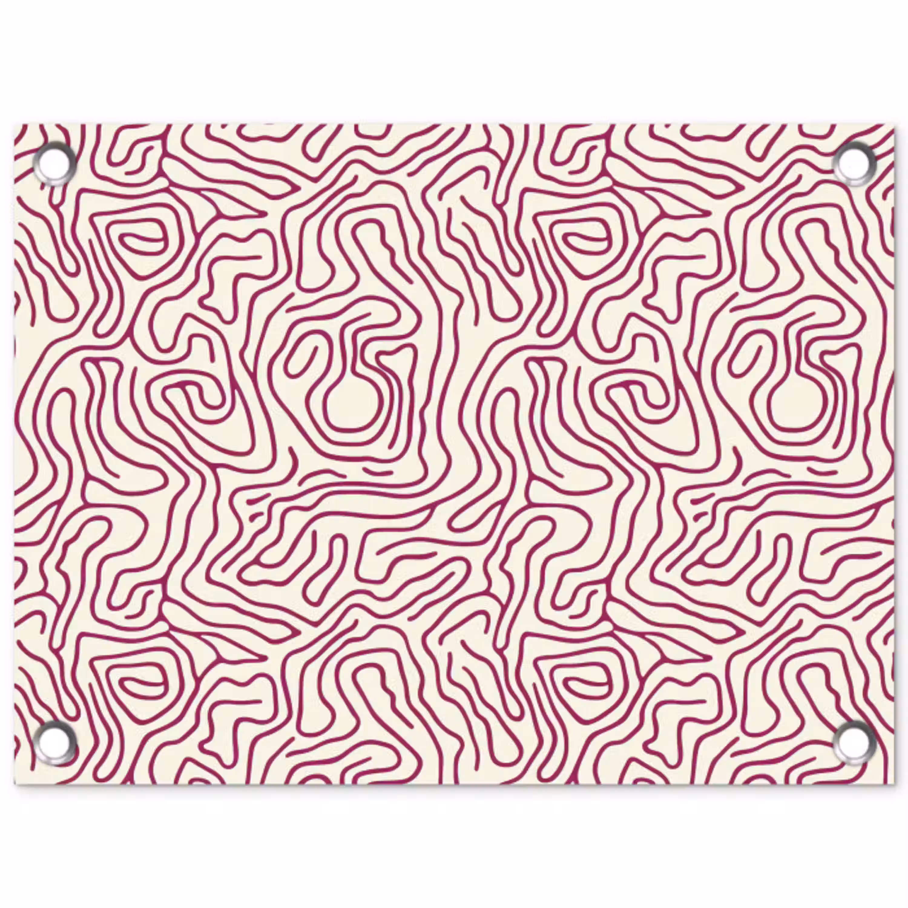 Kronkelende lijn - Magenta - Crème tuinposter los doek klein 239 -3d