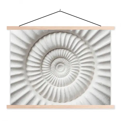 Schelp - Spiraal - Wit textielposter latten blank klein -3d