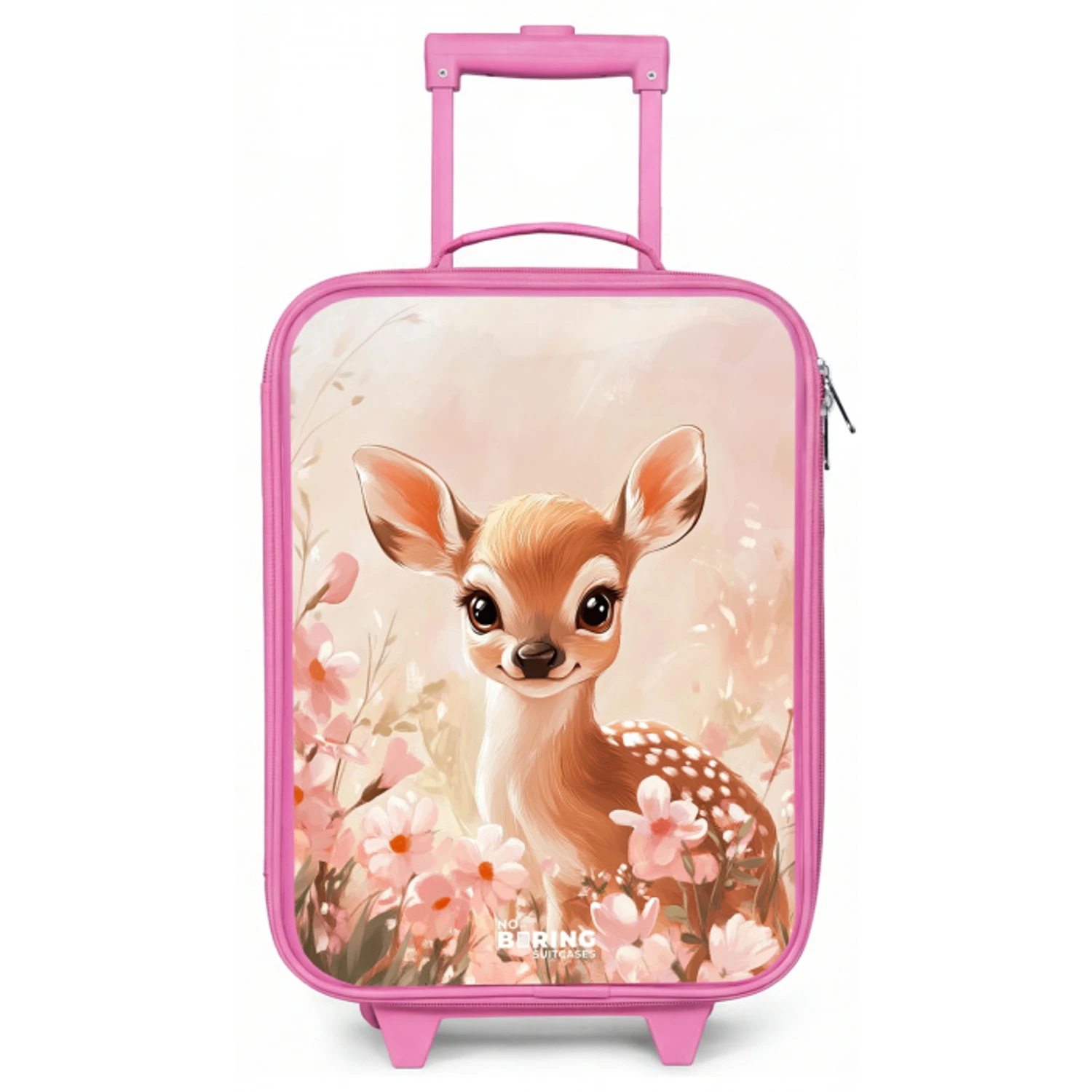 Hertje - Ogen - Stippen - Bloemen Kinderkoffer - Roze klein -zz3dotto