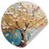 Boom - Blauw - Goud - Abstract - Modern Wandcirkel behangsticker klein -3d