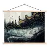 Abstracte vormen uit de natuur met witte en gouden en donkere kleuren textielposter latten blank klein -3d