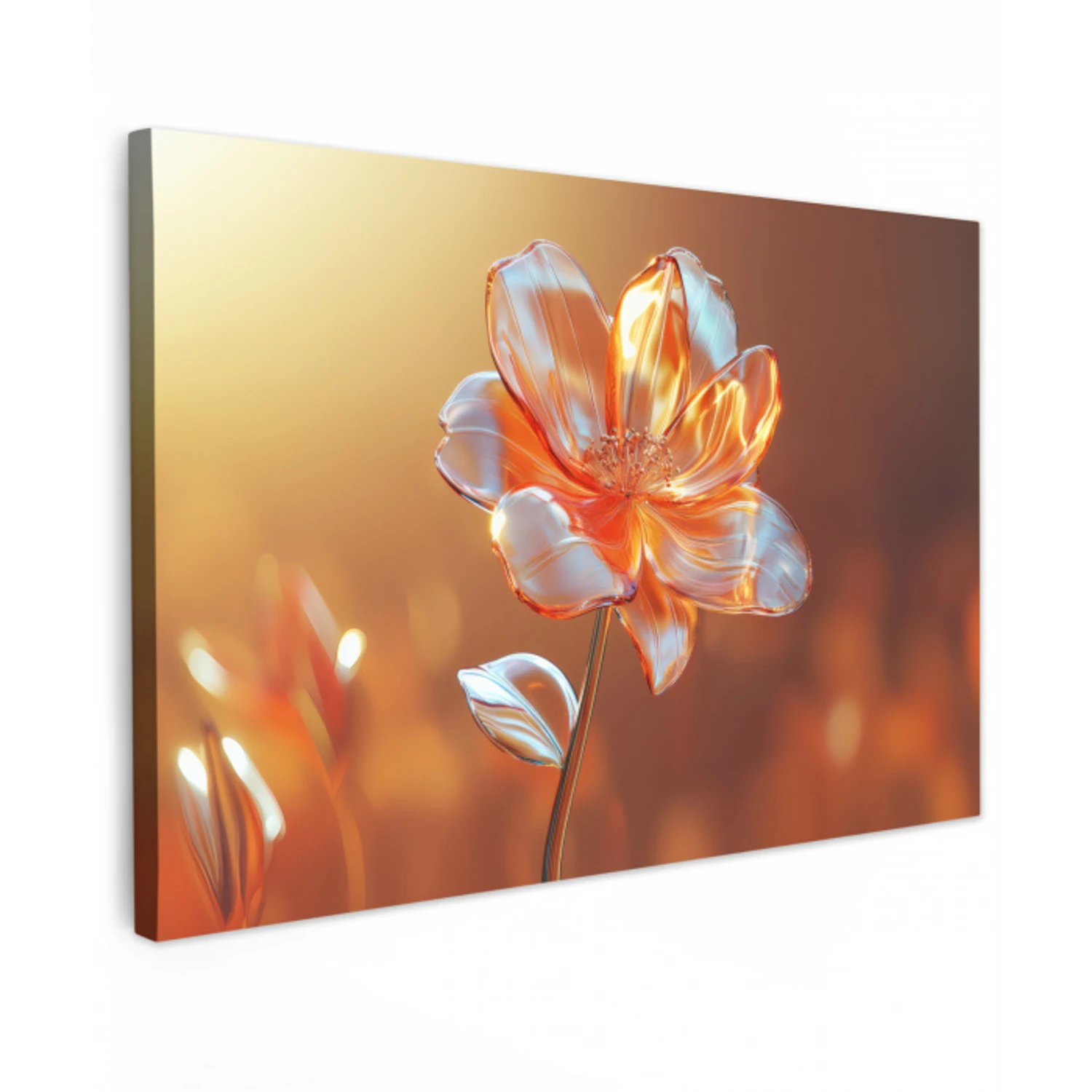 Glazen - Bloem - Zonlicht Tuinposter op houten frame 2 cm dik klein -3d