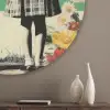 Retro - Meisje - Kat - Zon Akoestische PET Vilt - Rond klein -sfeer5_closeup