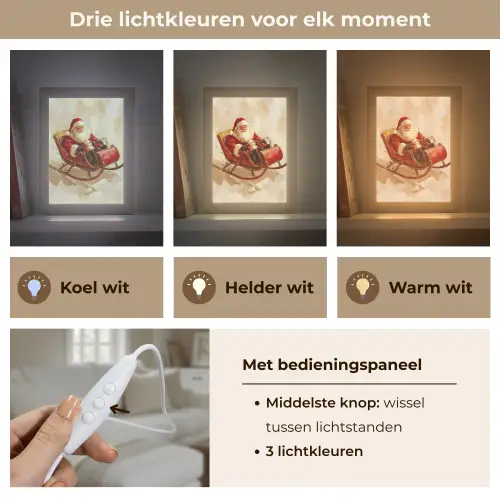 Kerst - Slee - Kerstman Light Box met kabel (Tafellamp) klein -USP_lichtkleurNL