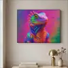 Kameleon - Dieren - Neon - Kleur Textielframe zwart klein -sfeer2