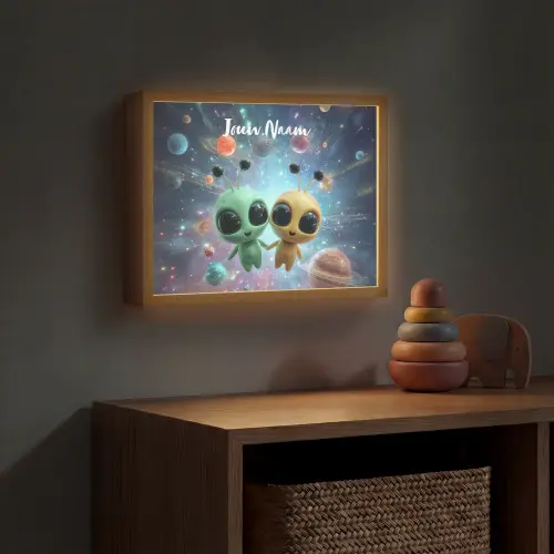 Aliens - Ruimte - Planeten Light Box met batterij (Wandlamp kind) middel -sfeer5_kind