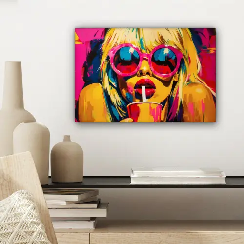 Zonnebril - Roze - Vrouw - Rietje canvas 2cm klein -sfeer6