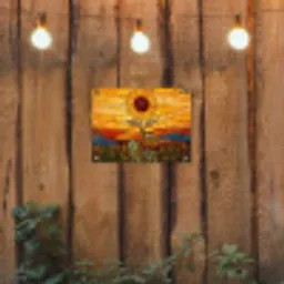 Zonnebloem - Mozaïek - Zonsondergang - Geel tuinposter los doek klein -sfeer1