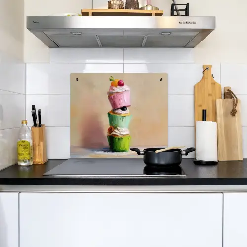 Cupcakes - Gestapeld - Kleurrijk - Fruit Inductie beschemer met haakjes middel -sfeer2