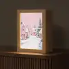 Kerstdorp - Roze - Winter - Sneeuw - Huizen Light Box met kabel (Tafellamp) klein -z3d_website