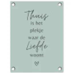 Thuis is het plekje waar de liefde woont tuinposter los doek klein -3d