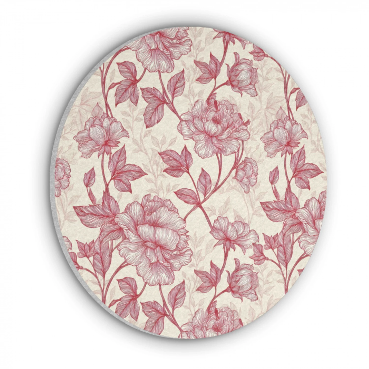 Pioenrozen - Modern -  Rood Akoestische PET Vilt - Rond klein 838 -3d