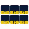 Think big - Blauw - Geel onderzetter kurk middel -3d