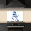 Vogel - Delfts blauw - Illustratie - Bloemen keuken achterwand spatscherm klein -sfeer1