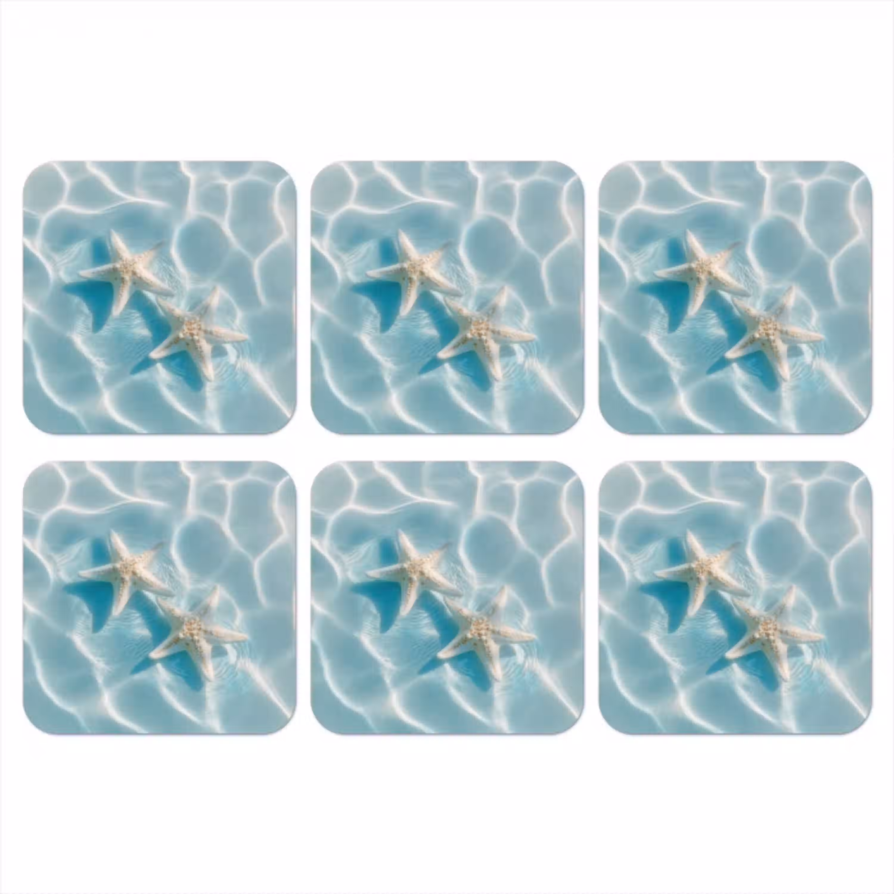 Zeesterren - Golvend water - Rustgevend onderzetter kurk middel -3d