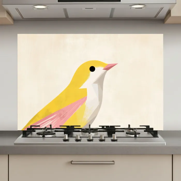 Vogel - Minimalistisch - Geel keuken achterwand spatscherm klein -3d_website