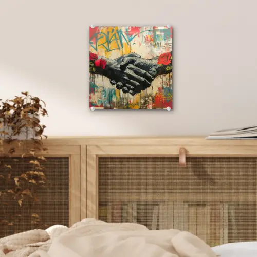 Graffiti - Rozen - Handen - Street art - Banksy plexiglas 5mm klein -sfeer4