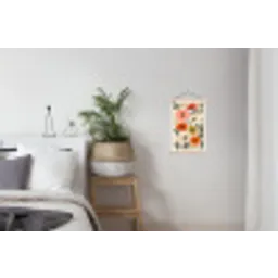 Veldbloemen - Stengels - Blaadjes - Groen textielposter latten blank klein -woonkamer