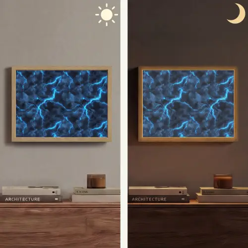 Donker - Blauw - Bliksem Light Box met batterij (Wandlamp) middel 907 -sfeer3