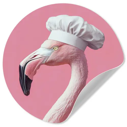 Flamingo - Roze - Koksmuts - Vogel Wandcirkel behangsticker klein -3d