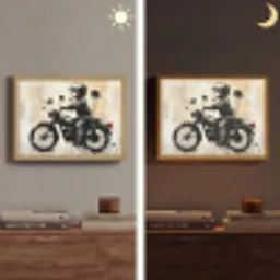 Street art - Motor - Jongen - Graffiti - Banksy Style Light Box met batterij (Wandlamp) middel -sfeer3
