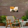 Vormen - Okergeel - Abstract Tuinposter op houten frame 2 cm dik klein -sfeer3