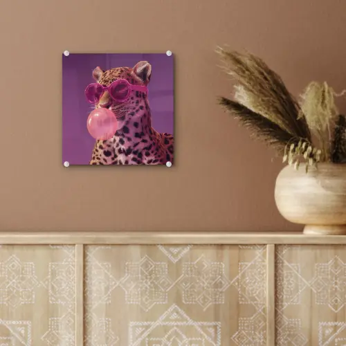 Panter - Zonnebril - Kauwgombel - Roze plexiglas 5mm klein -sfeer5