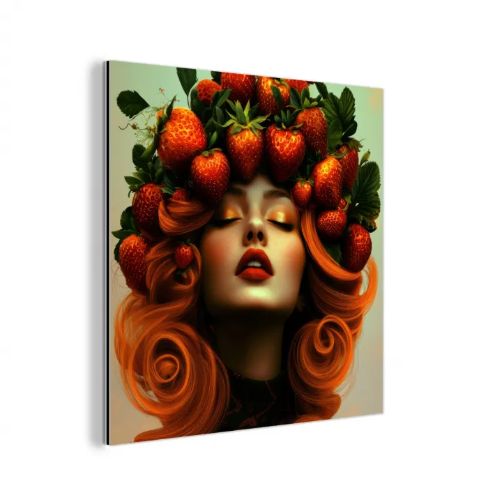 Vrouw - Aardbeien - Kroon aluminium wit klein -3d